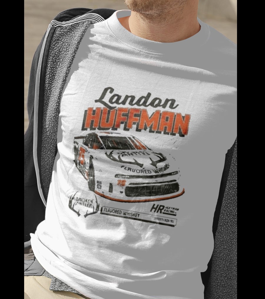 Landon Huffman 2026 Get Bucked Broken Antler Flavored Whiskey Racing Car T-Shirt