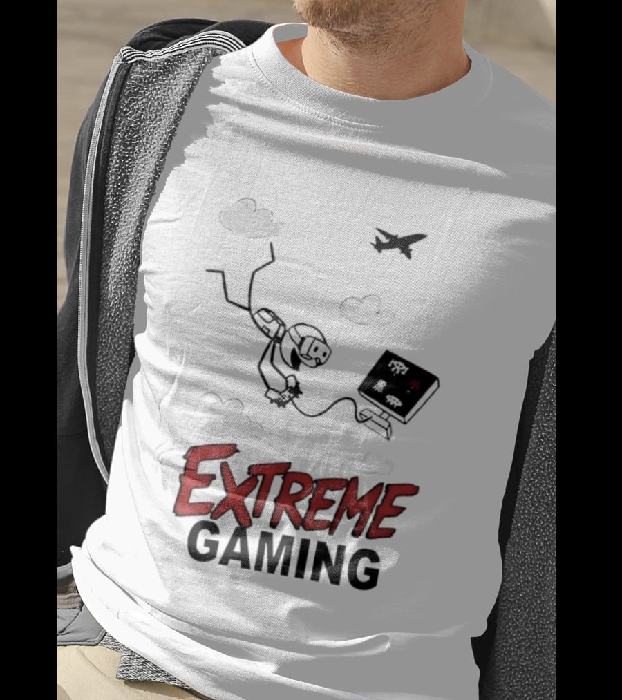 Boys Extreme Gaming Adventure Controller Clouds Plane T-Shirt