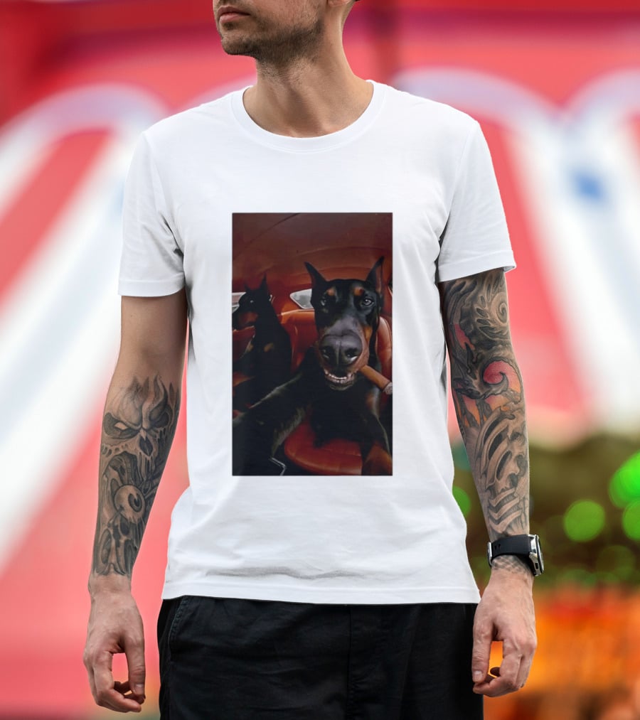 Doberman Smoking Cigar In Car Selfie T-Shirt