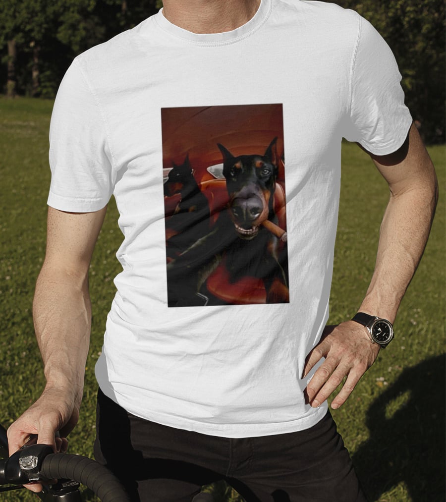 Doberman Smoking Cigar In Car Selfie T-Shirt