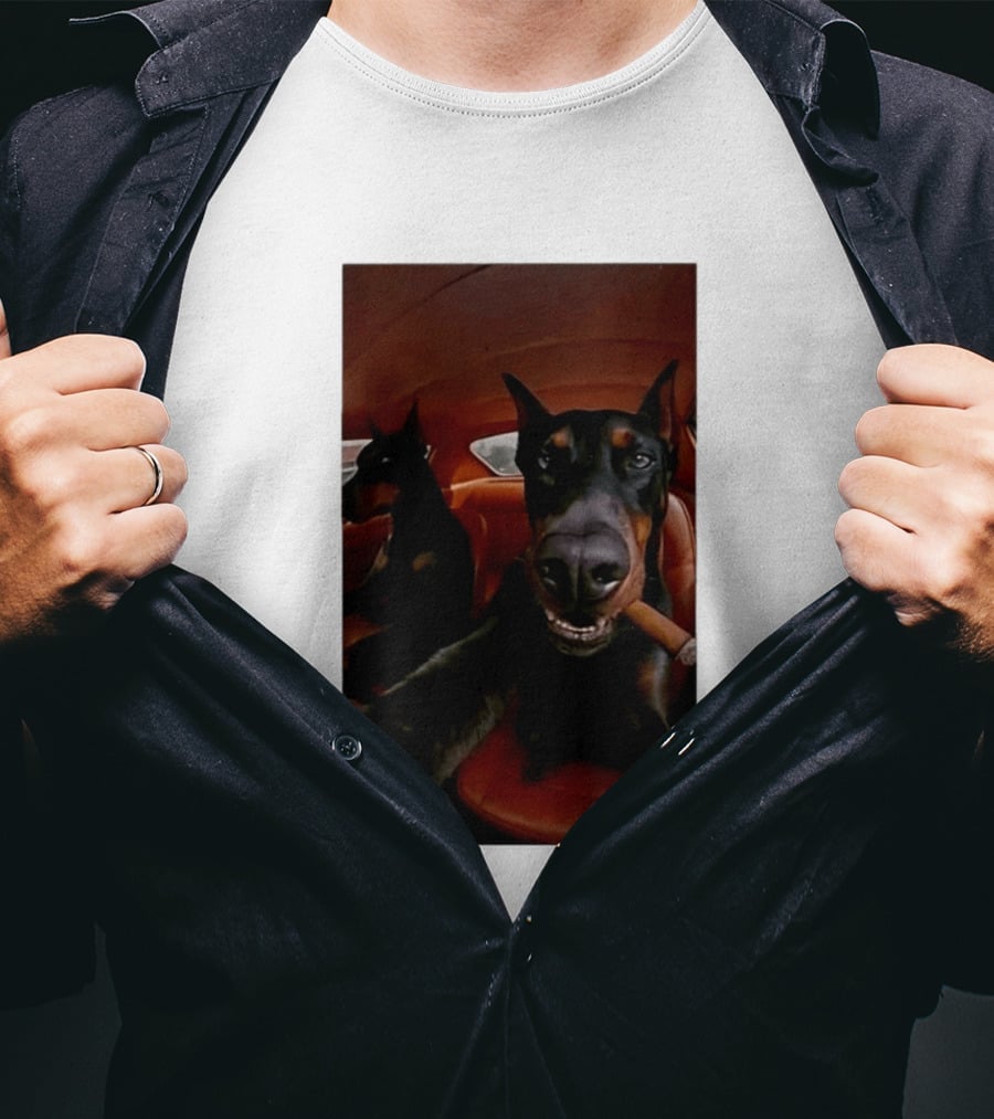 Doberman Smoking Cigar In Car Selfie T-Shirt