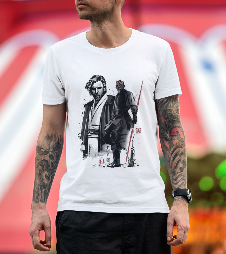 Fueled By Hatred And Revenge Obi Wan Kenobi Darth Maul Japanese Sumi E T-Shirt