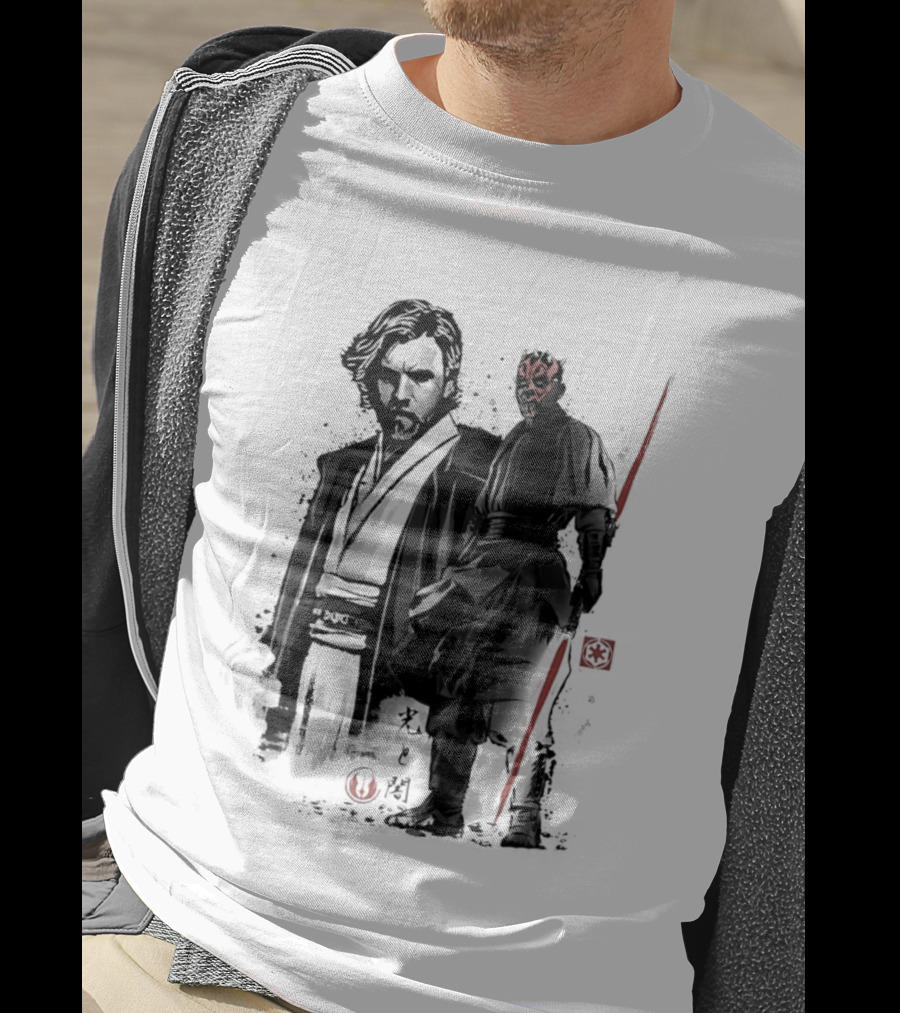 Fueled By Hatred And Revenge Obi Wan Kenobi Darth Maul Japanese Sumi E T-Shirt