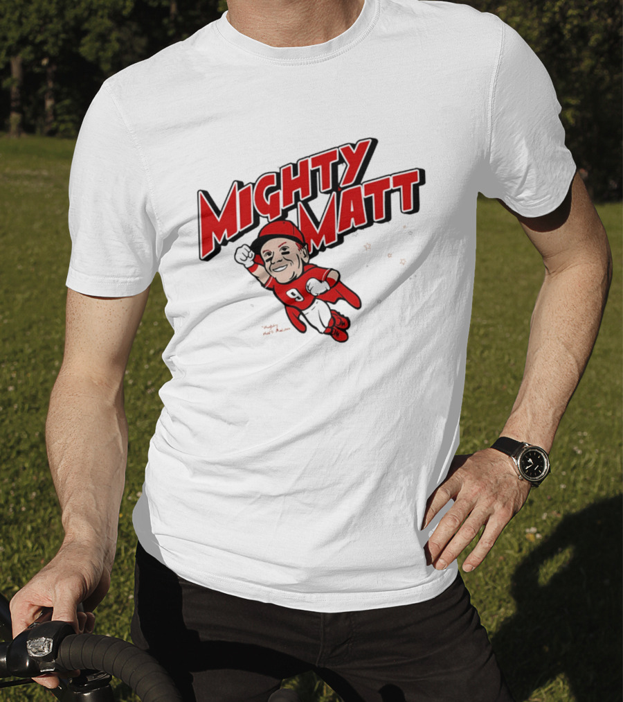 Mighty Matt McLain Cincinnati Reds Cartoon Superman T-Shirt