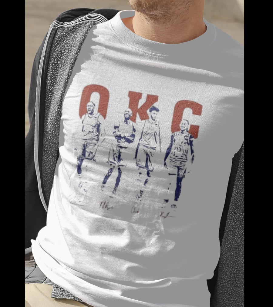 Oklahoma City Thunder OKC Players Silhouettes Red OKC Letters T-Shirt