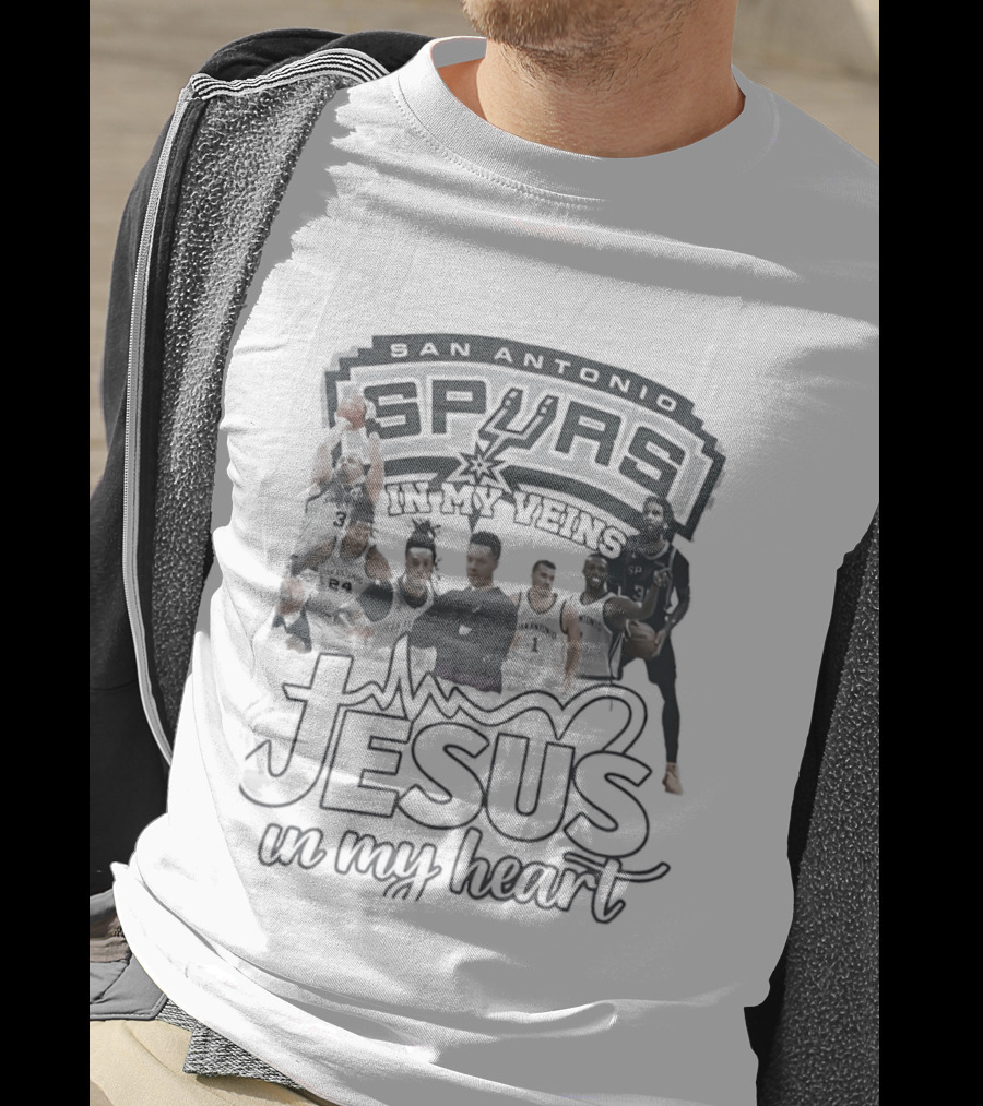 San Antonio Spurs Big Team In My Veins Jesus In My Heart T-Shirt