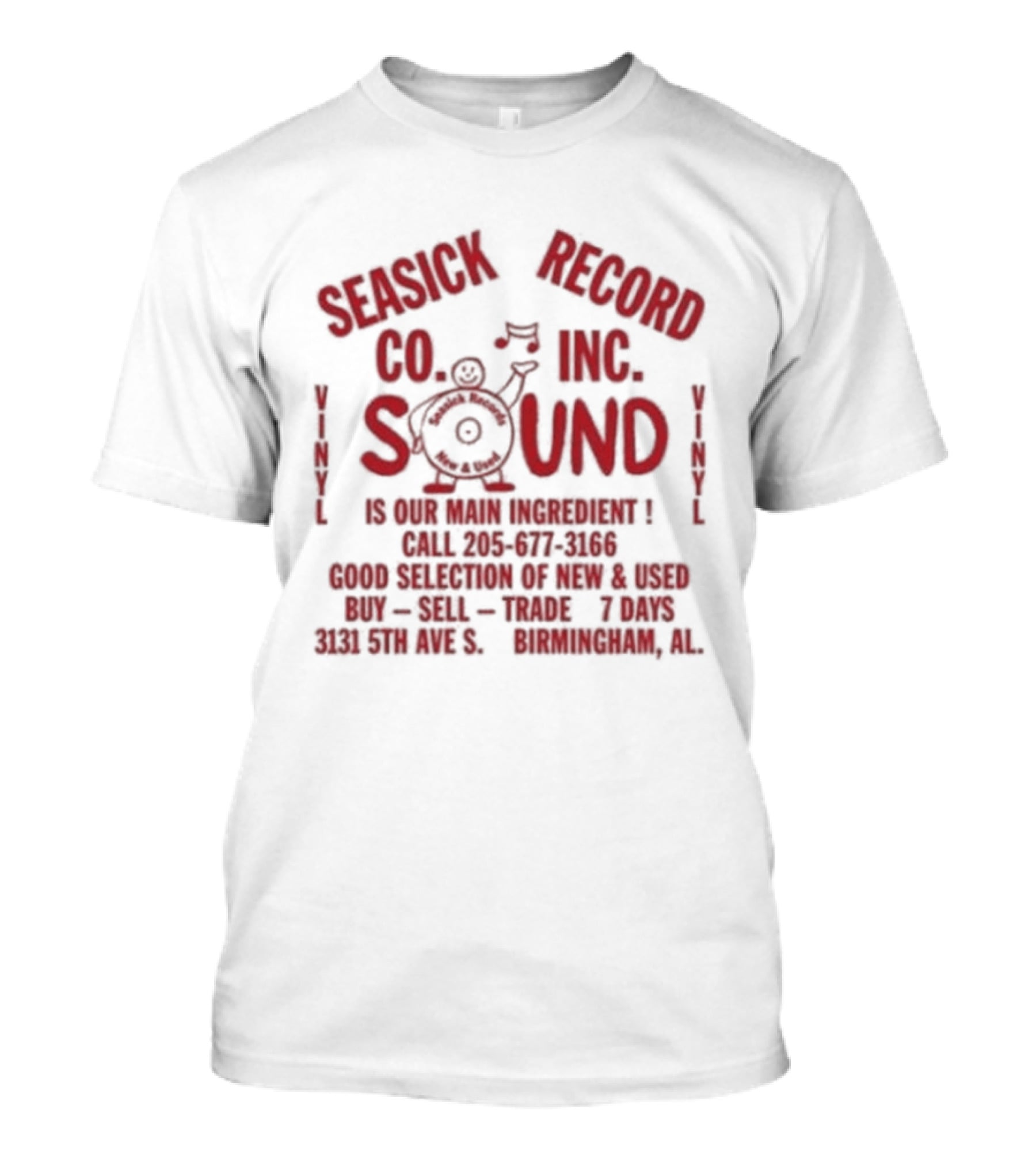 Seasick Record Co Inc Sound Birmingham Alabama 35 RPM 8732 Avenue C Suite Voice Mixes T-Shirt
