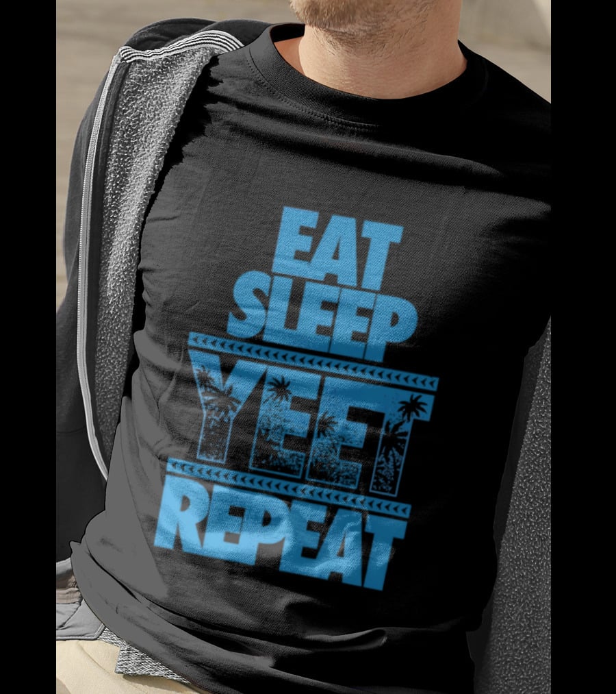 Eat Sleep Yeet Repeat WWE Jey Uso Blue Tropical T-Shirt