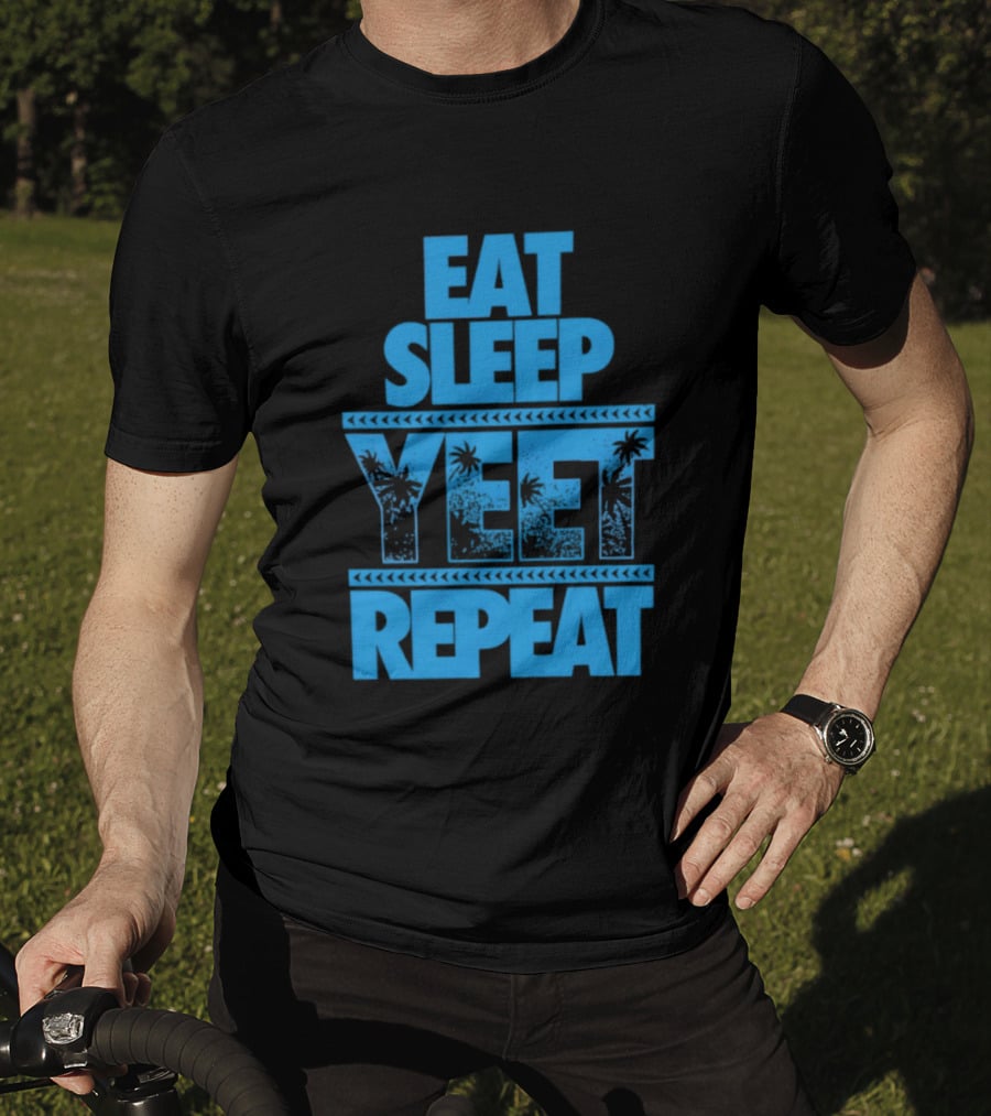 Eat Sleep Yeet Repeat WWE Jey Uso Blue Tropical T-Shirt