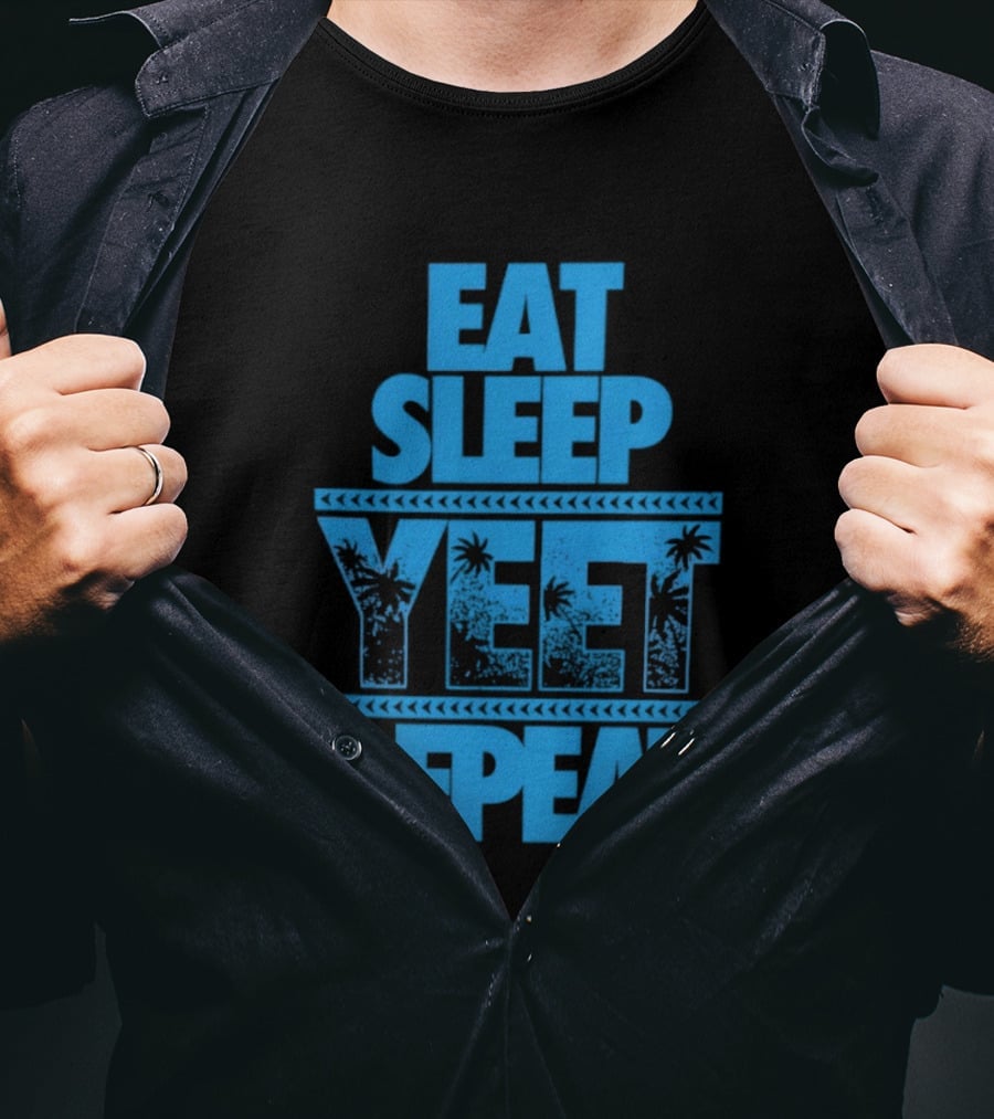 Eat Sleep Yeet Repeat WWE Jey Uso Blue Tropical T-Shirt