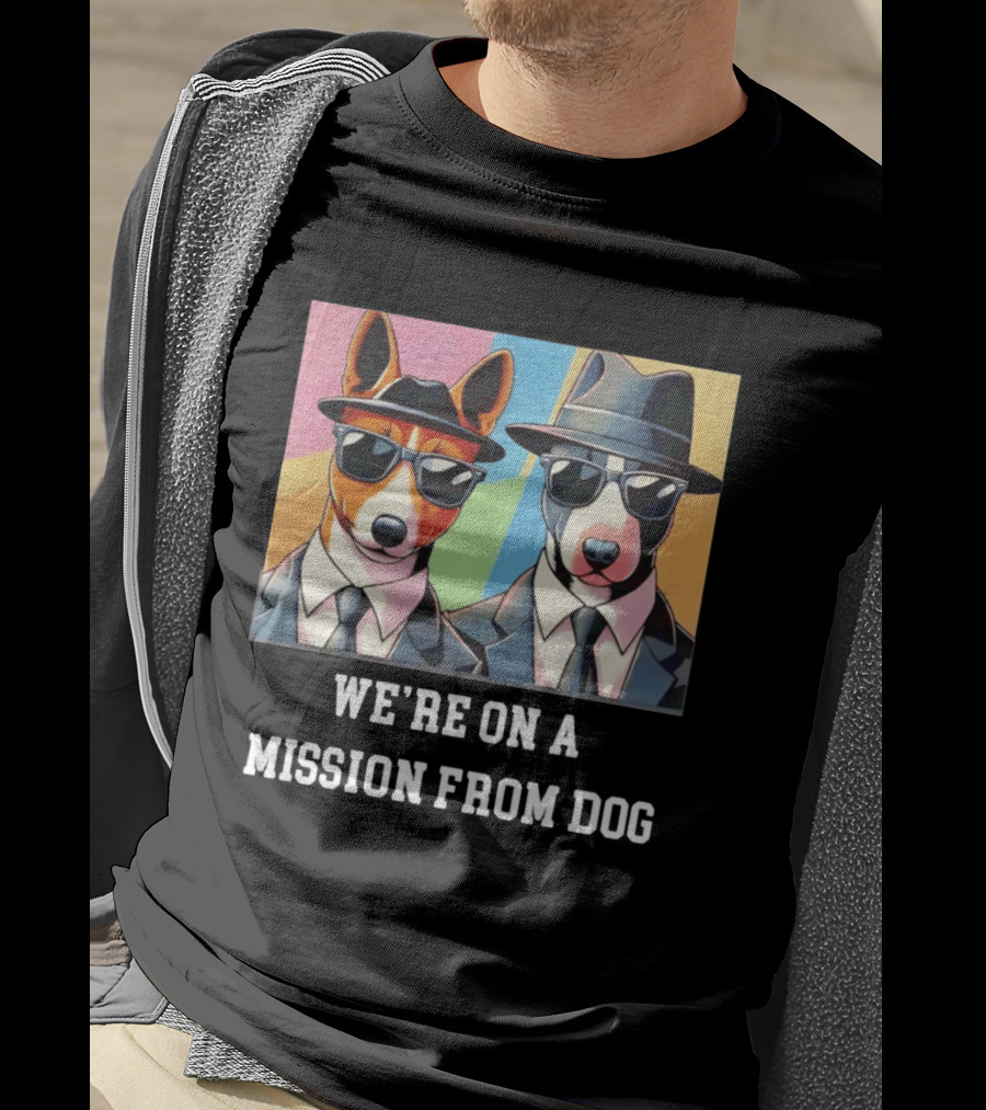Basenji Dog Black Suit Mission From Dog Sunglasses And Hats T-Shirt