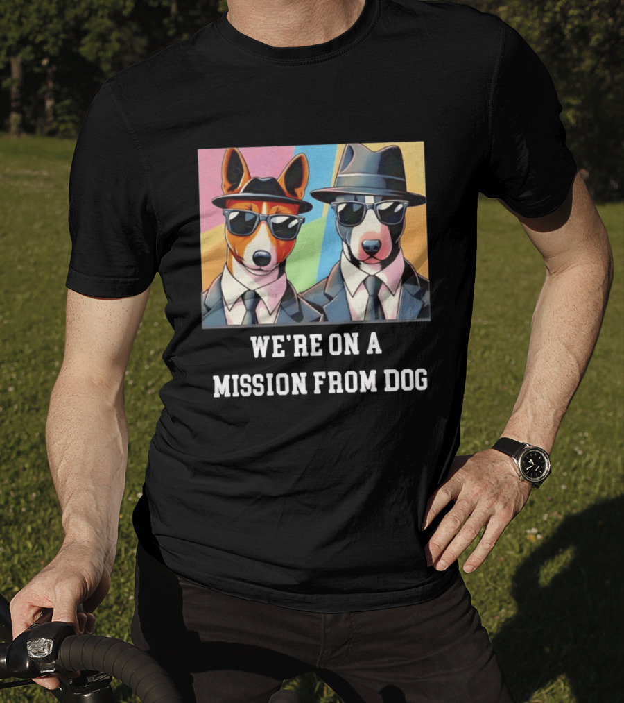Basenji Dog Black Suit Mission From Dog Sunglasses And Hats T-Shirt