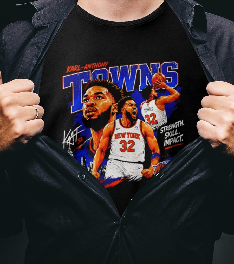 Karl Anthony Towns New York Knicks Strength Skill Impact 32 T-Shirt