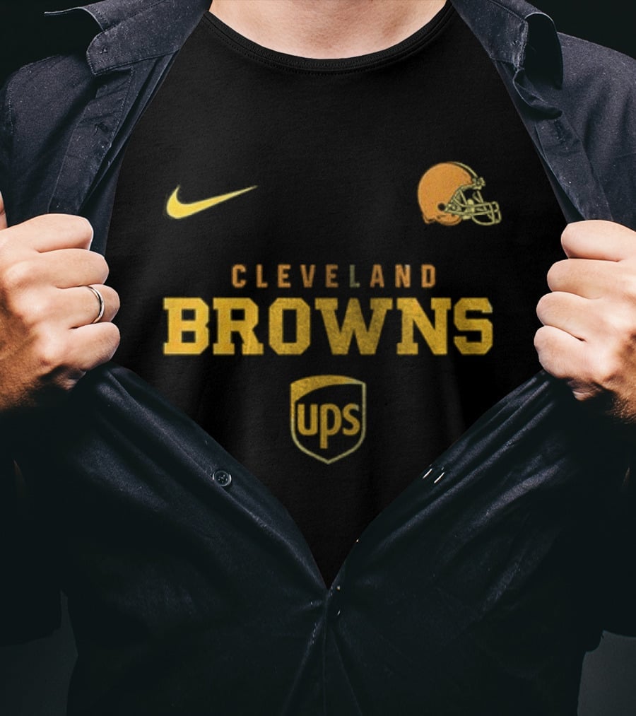 Cleveland Browns UPS Nike Football Helmet Brown And Proud T-Shirt