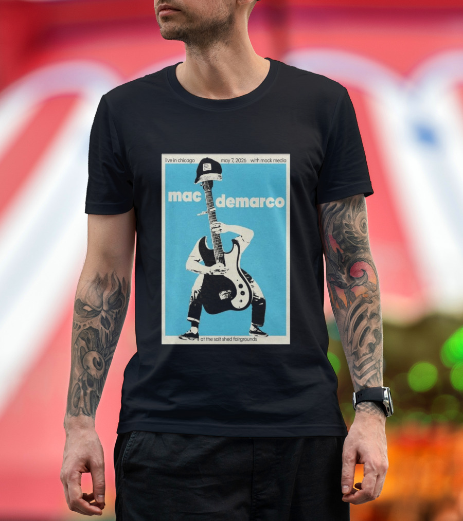 Mac Demarco Live In Chicago May 7 2026 At The Salt Shed Fairgrounds With Mock Media T-Shirt
