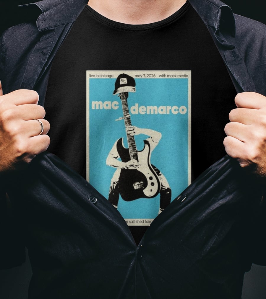 Mac Demarco Live In Chicago May 7 2026 At The Salt Shed Fairgrounds With Mock Media T-Shirt