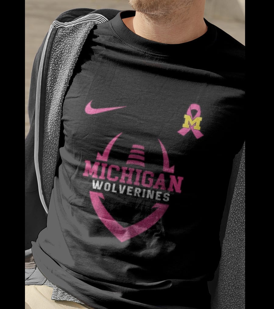 Michigan Wolverines Pink Out Real Fans Wear Pink Nike M T-Shirt