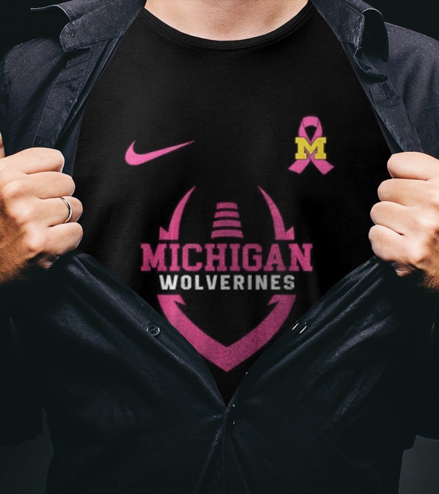 Michigan Wolverines Pink Out Real Fans Wear Pink Nike M T-Shirt