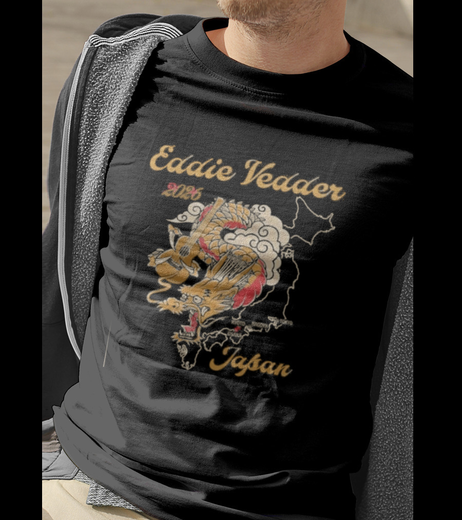 Eddie Vedder 2026 Japan Dragon Guitar Map T-Shirt