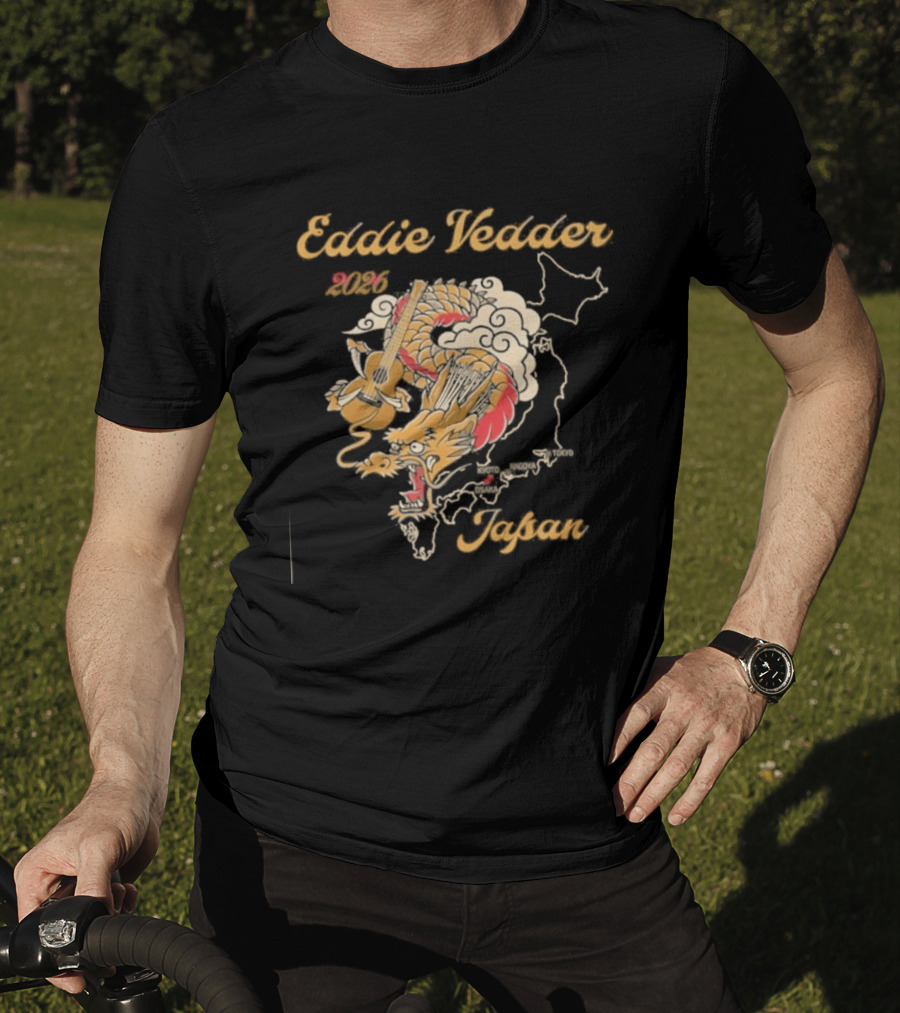 Eddie Vedder 2026 Japan Dragon Guitar Map T-Shirt