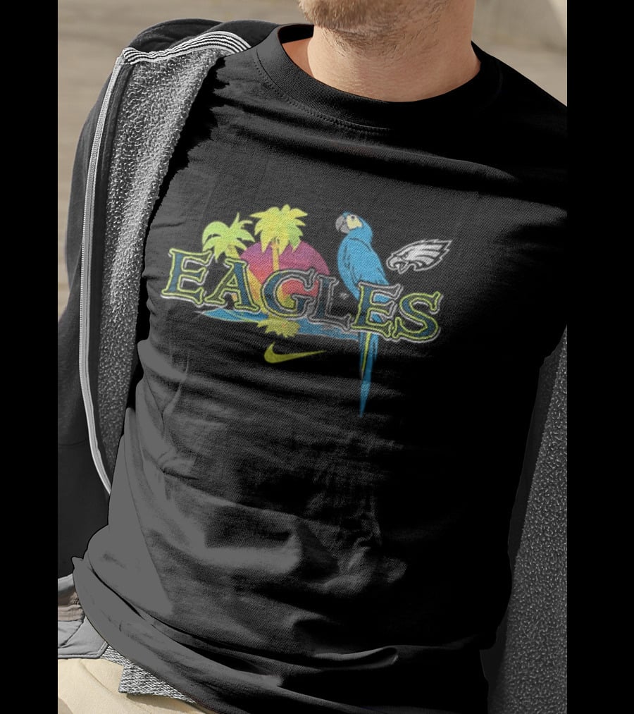 Philadelphia Eagles Parrot Tropical Vibes It's 5 O' Somewhere T-Shirt