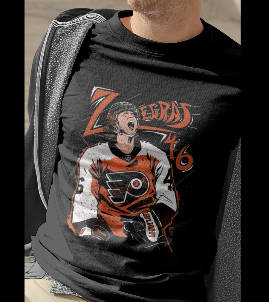 Zegras 46 Philadelphia Flyers Hockey Bauer Sports T-Shirt
