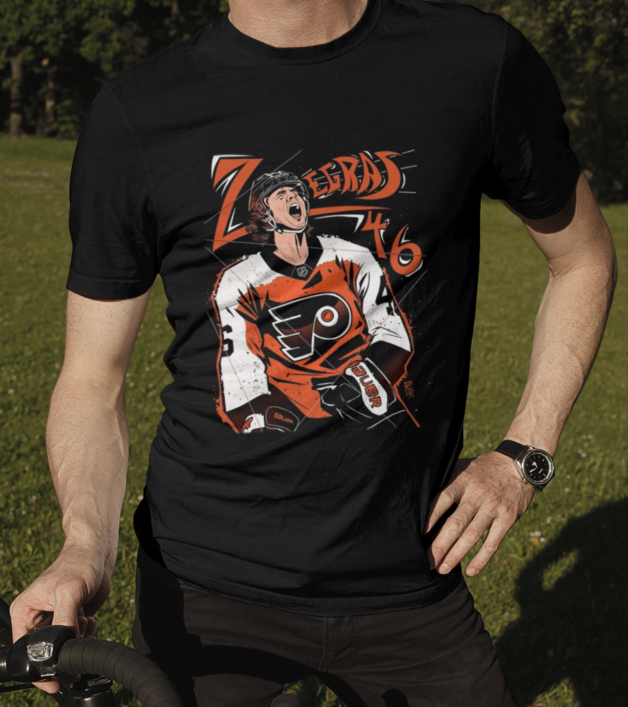 Zegras 46 Philadelphia Flyers Hockey Bauer Sports T-Shirt