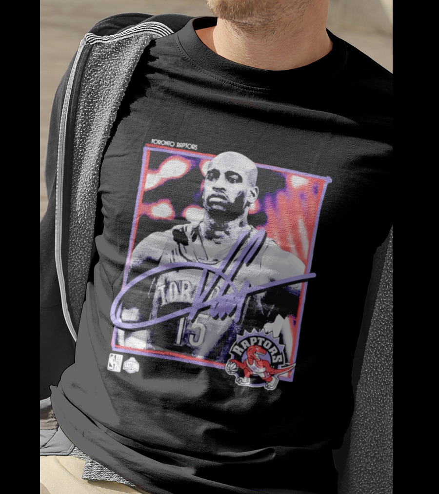 Vince Carter Number 15 Toronto Raptors NBA Hardwood Classics Freeze Frame T-Shirt