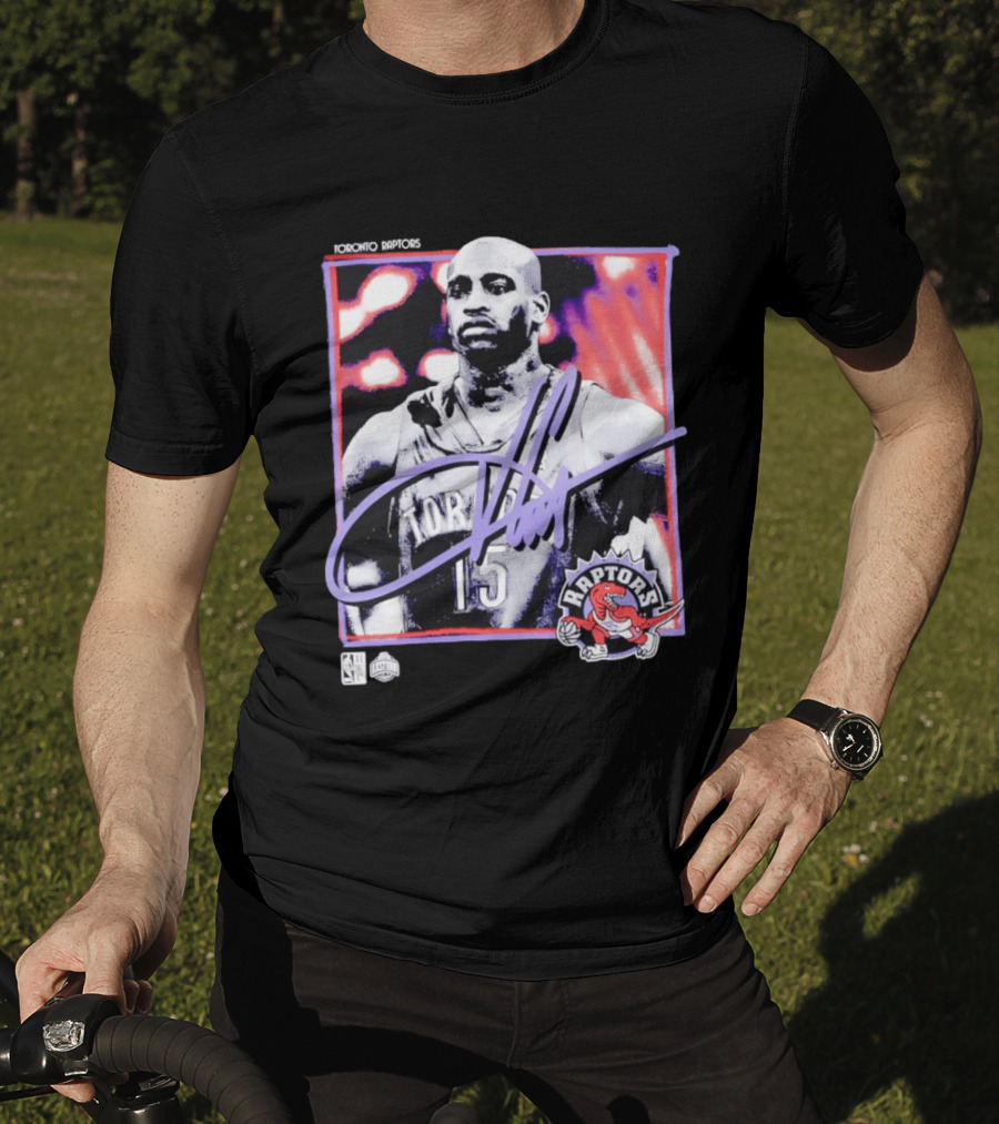Vince Carter Number 15 Toronto Raptors NBA Hardwood Classics Freeze Frame T-Shirt