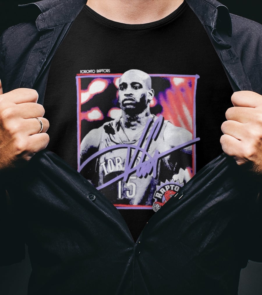 Vince Carter Number 15 Toronto Raptors NBA Hardwood Classics Freeze Frame T-Shirt