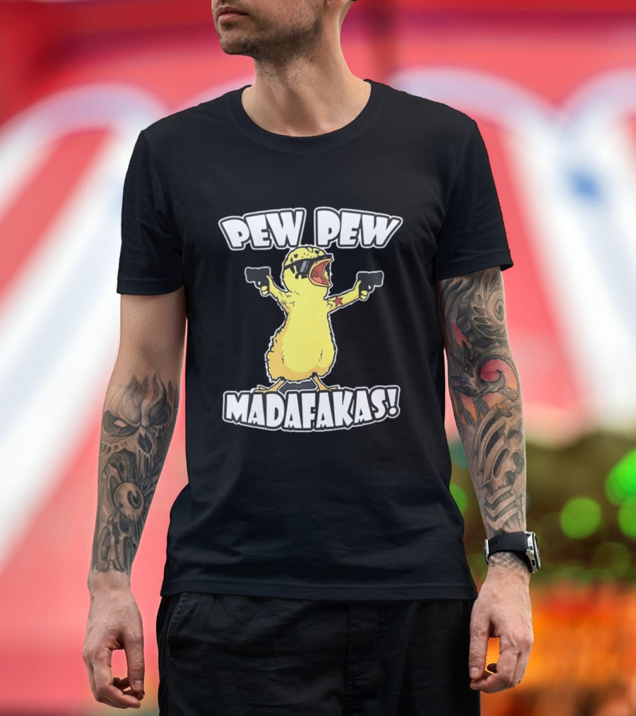 Pew Pew Madafakas Yellow Duck With Pistols T-Shirt