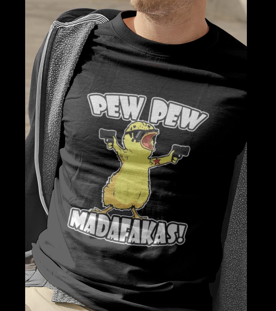 Pew Pew Madafakas Yellow Duck With Pistols T-Shirt