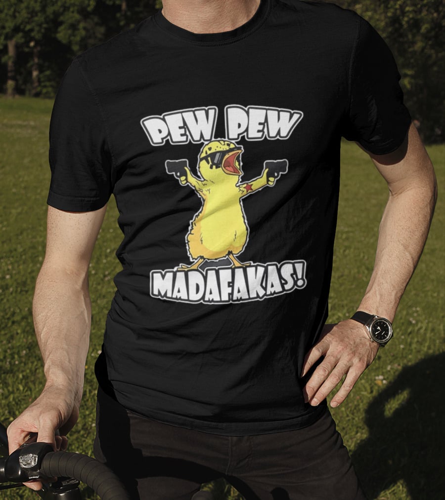 Pew Pew Madafakas Yellow Duck With Pistols T-Shirt