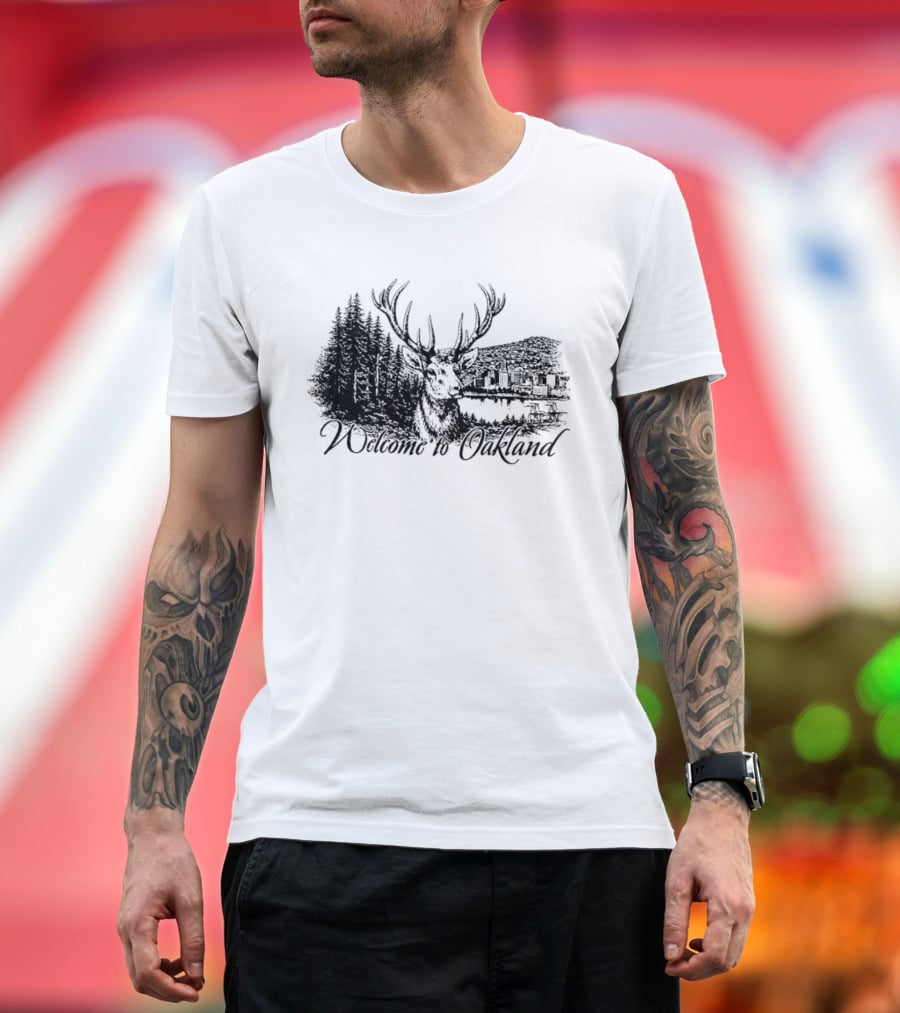 Welcome To Oakland Deer And Forest Scene T-Shirt