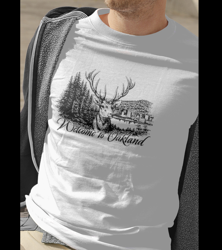 Welcome To Oakland Deer And Forest Scene T-Shirt