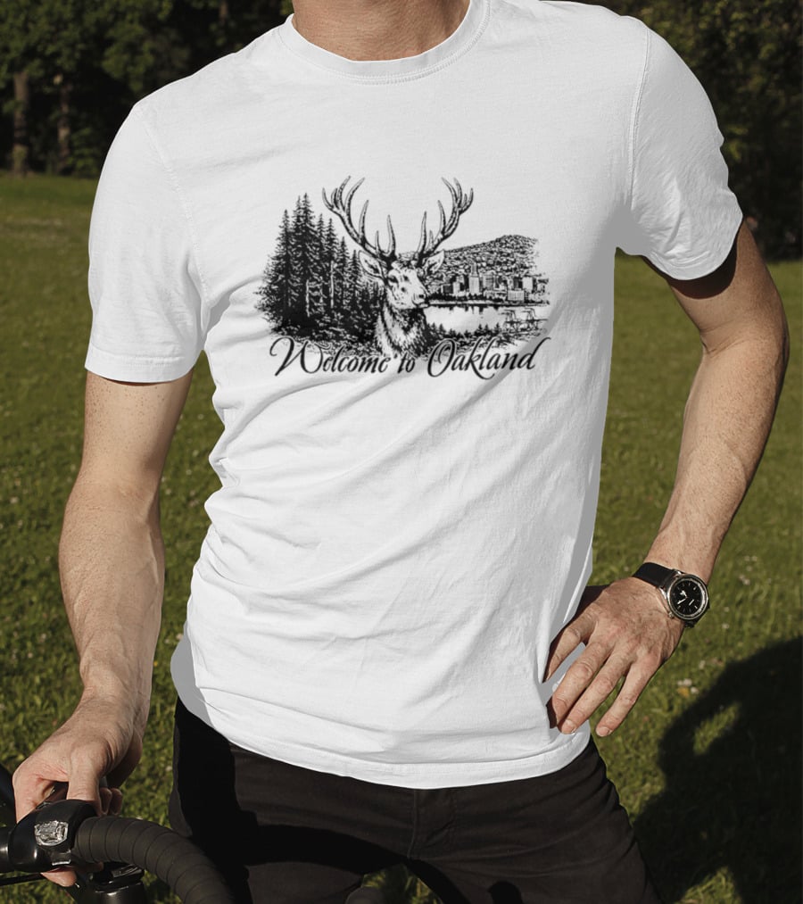 Welcome To Oakland Deer And Forest Scene T-Shirt