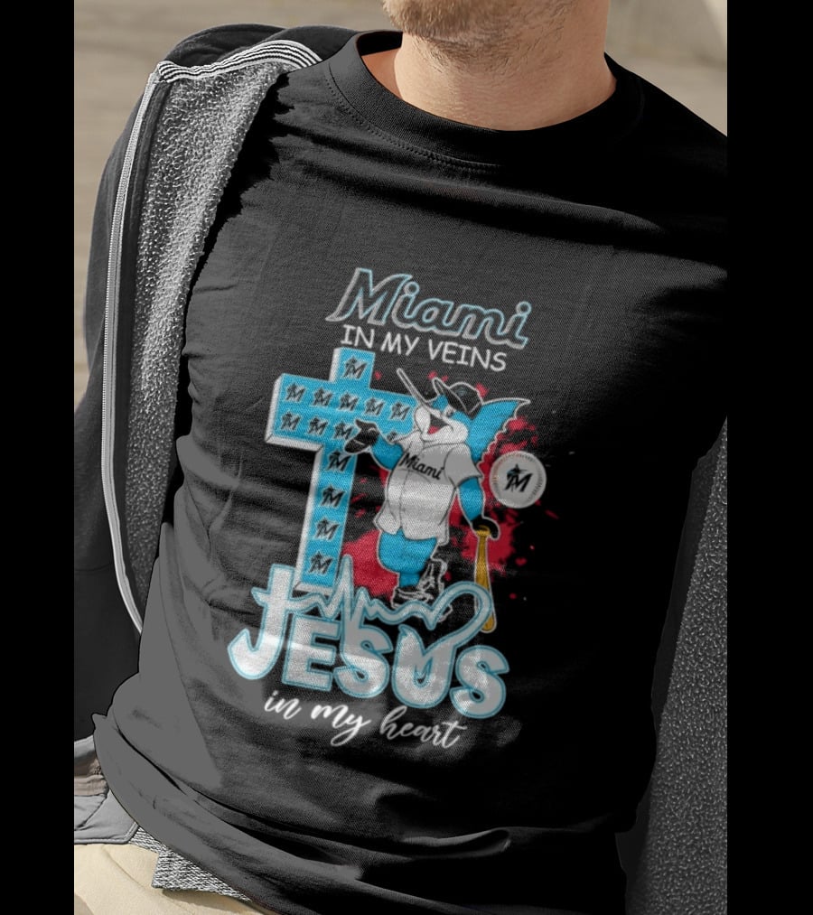 Miami Marlins Billy The Marlin Jesus In My Heart T-Shirt