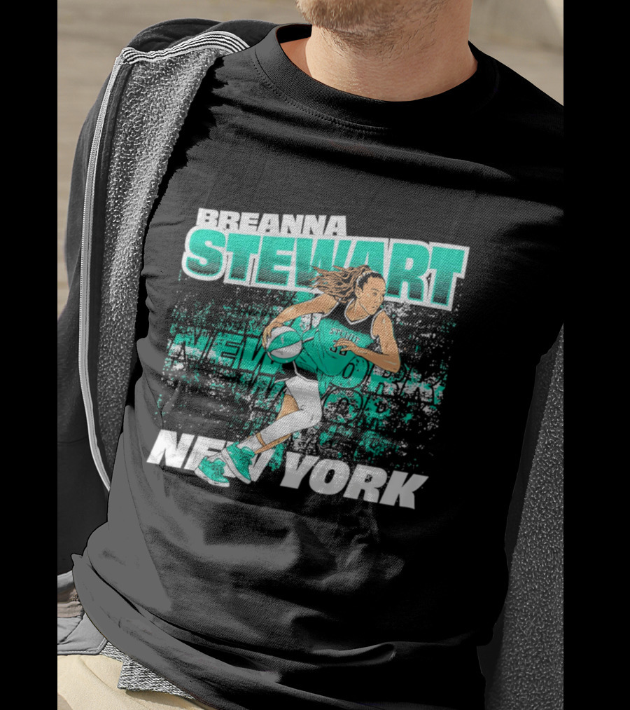 Breanna Stewart New York Basketball Player Action T-Shirt