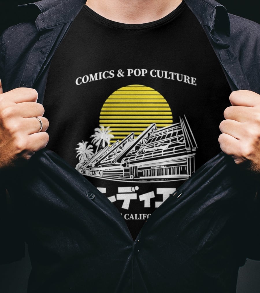 Comics And Pop Culture San Diego California 2026 Yellow Sun Palm Trees Japanese T-Shirt