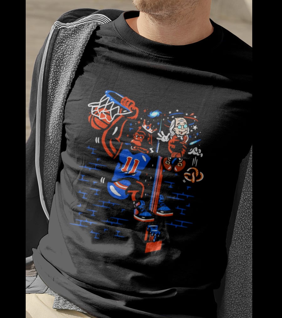New York Knicks Basketball Number 11 Dunking Action T-Shirt