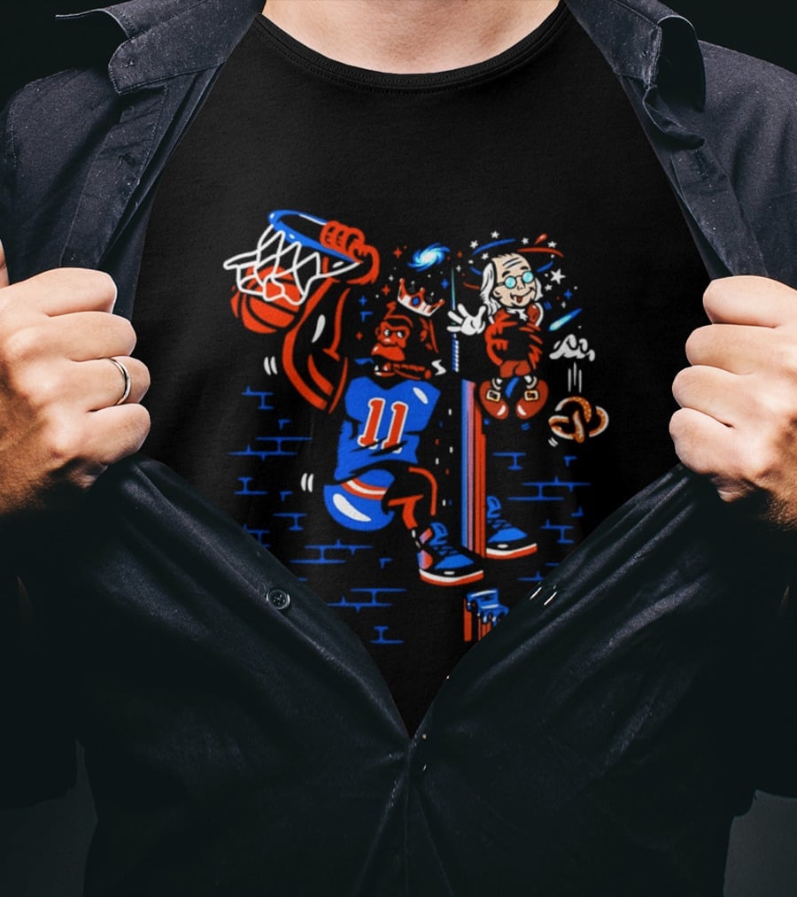 New York Knicks Basketball Number 11 Dunking Action T-Shirt
