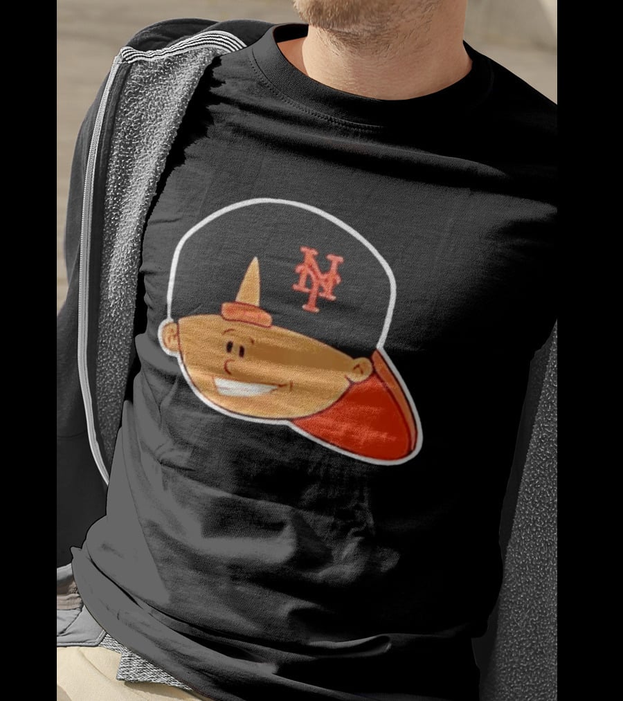 New York Mets Cartoon Kid Smiling Team Hat T-Shirt