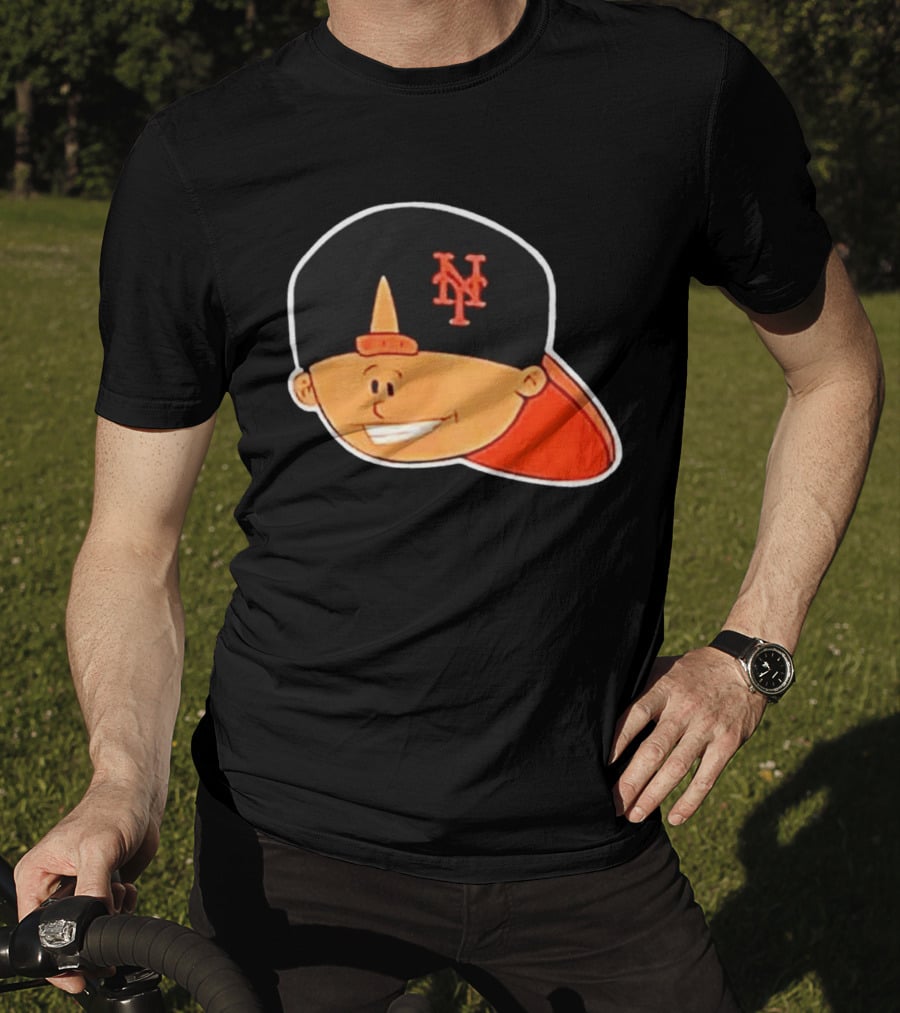 New York Mets Cartoon Kid Smiling Team Hat T-Shirt
