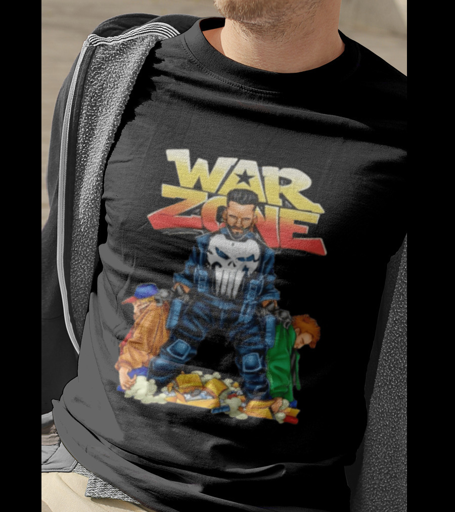 War Zone Original Cartoon Character With Two Enemies T-Shirt