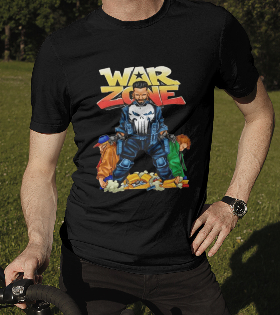 War Zone Original Cartoon Character With Two Enemies T-Shirt