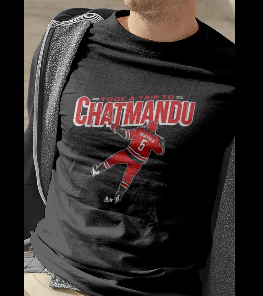 Took A Trip To Chatmandu Chatfield 5 Red Hockey T-Shirt
