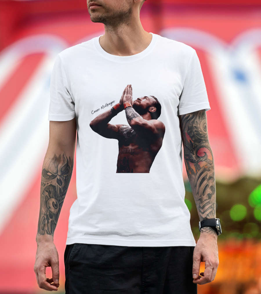 Conor McGregor Returning Pray Pose Tattooed MMA Fighter T-Shirt
