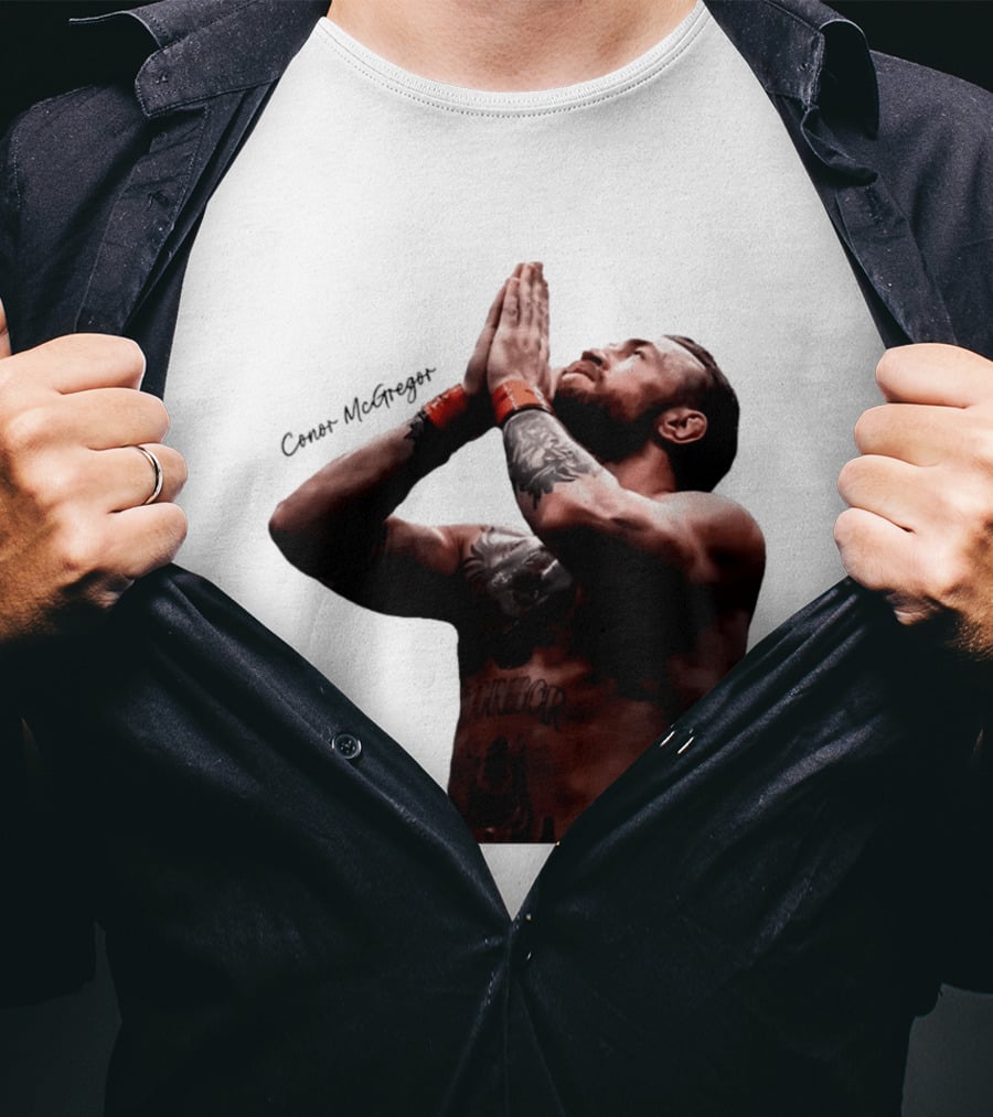 Conor McGregor Returning Pray Pose Tattooed MMA Fighter T-Shirt