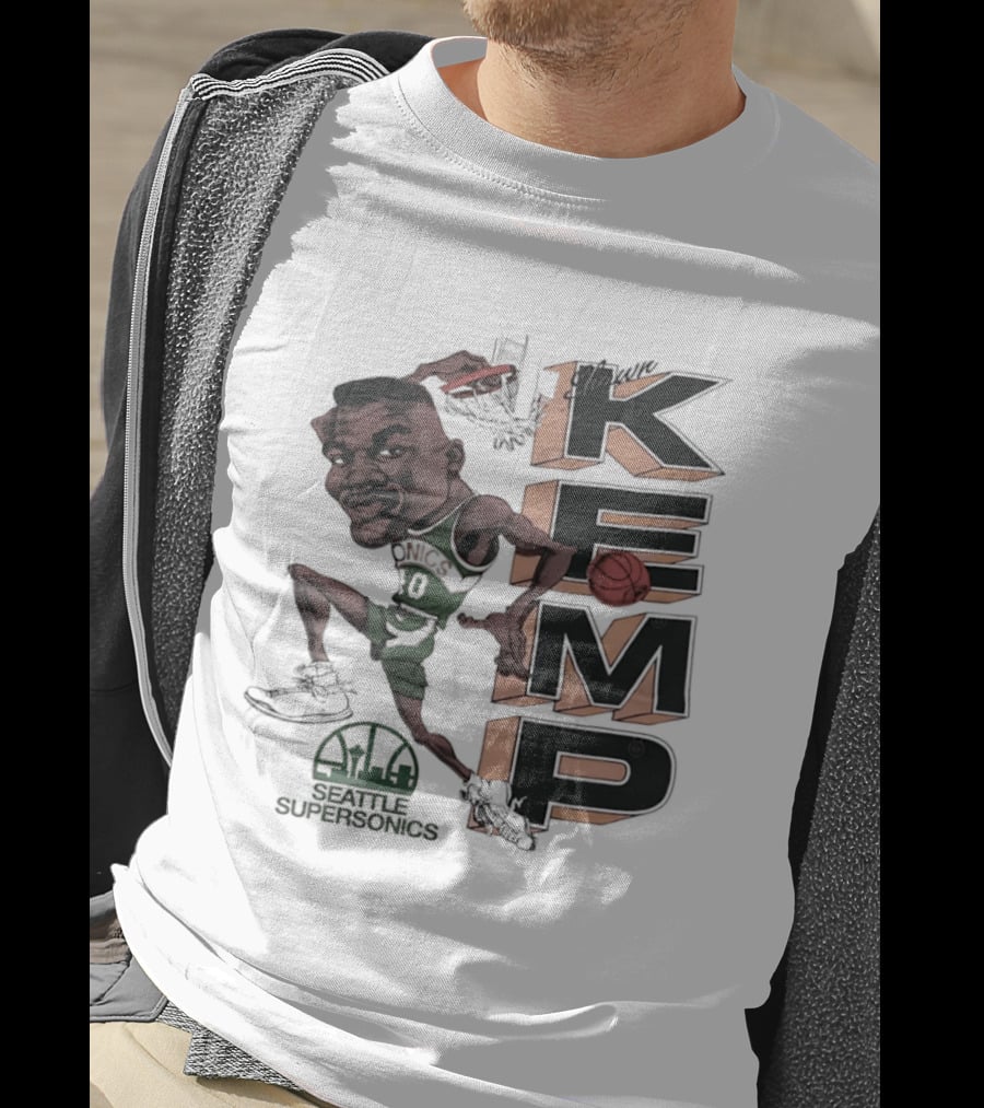 Shawn Kemp Seattle SuperSonics Basketball Caricature T-Shirt
