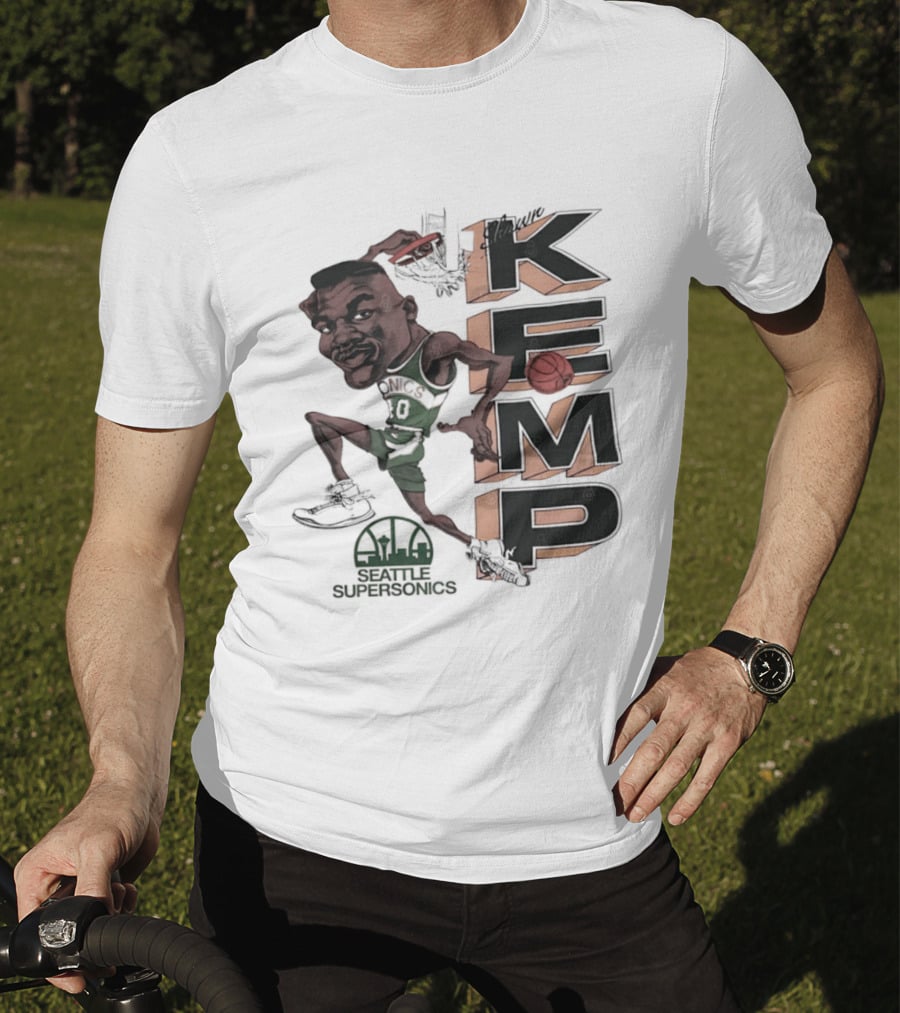 Shawn Kemp Seattle SuperSonics Basketball Caricature T-Shirt